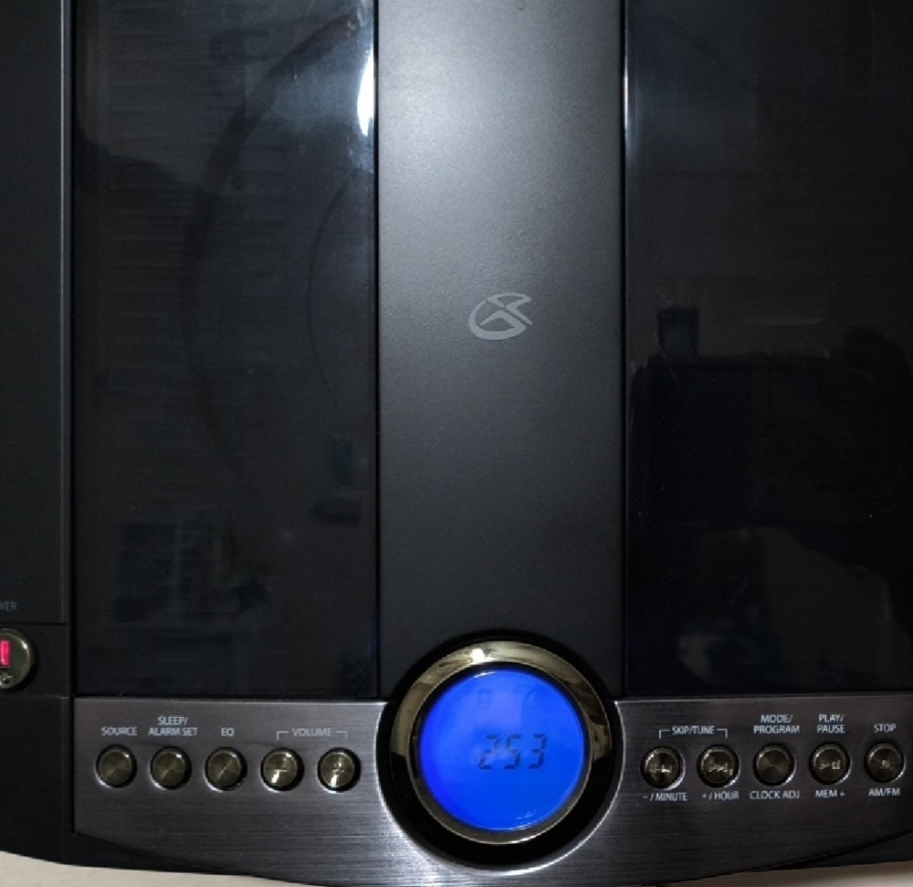 Black Electronic Device with Blue Display